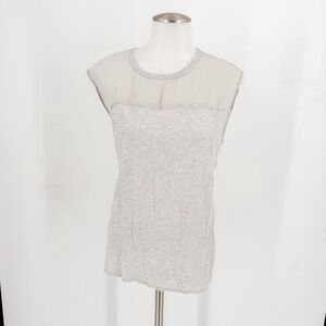 Helmut Lang Gray Sleeveless Blouse with Rounded Neckline